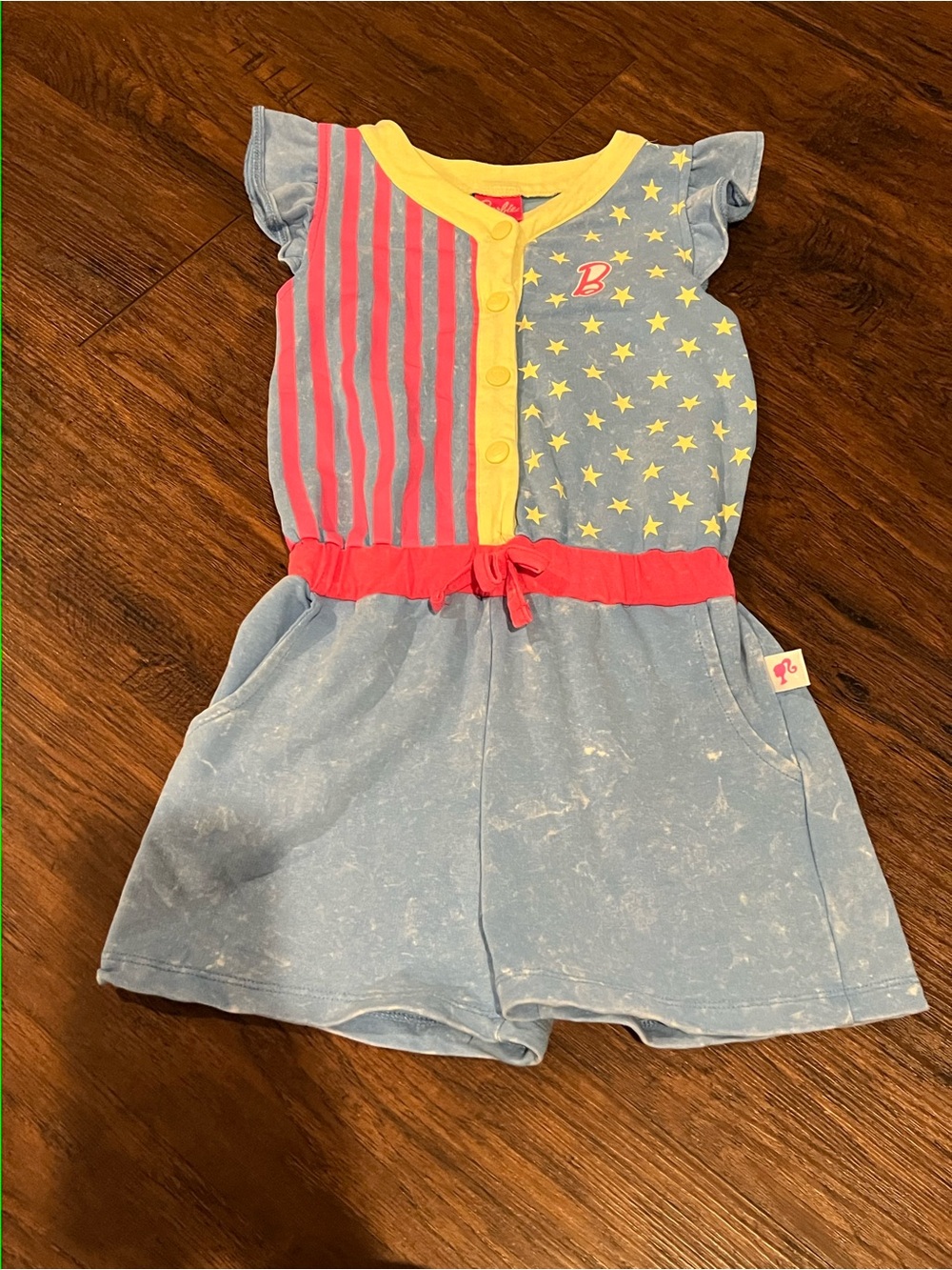 Barbie Pink Yellow Blue Star & Stripe Romper